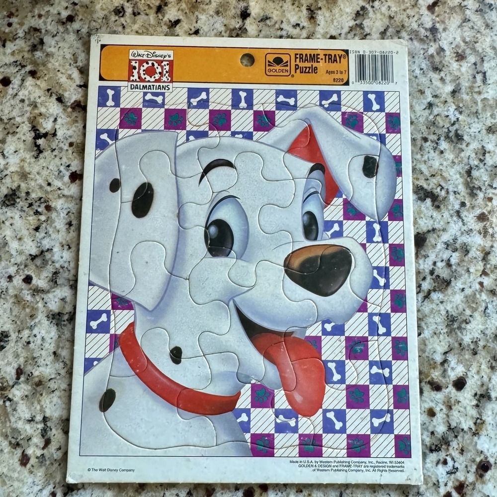 Vintage Golden 101 Dalmatians Frame Tray Puzzle‎ 12 Pieces